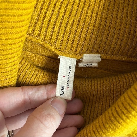 MOTH x ANTHROPOLOGIE Mustard Brenta Cowl Neck Sweater - Picture 8 of 10